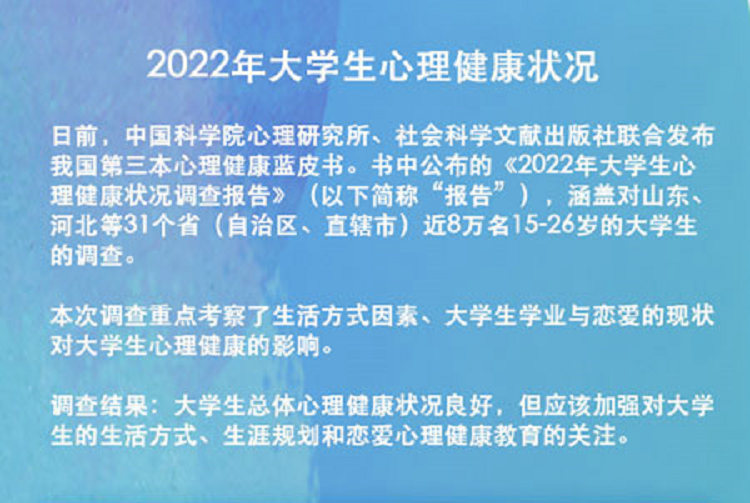 大学生心理健康状况调查出炉！